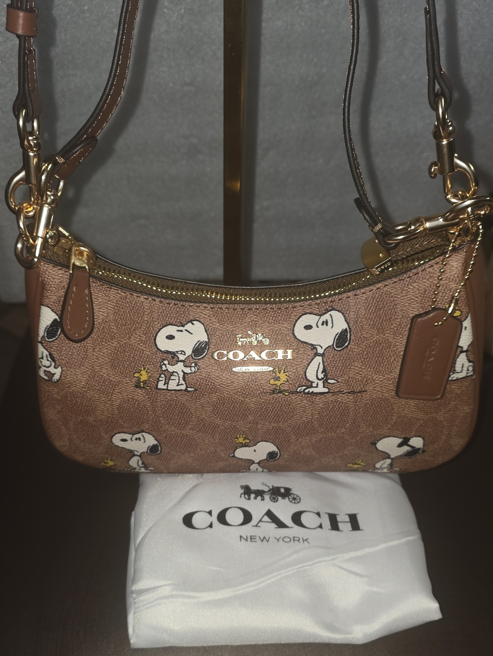 COACH x Peanuts Brown Snoopy Mini Crossbody/satchel Nwt With Coach Dusty New